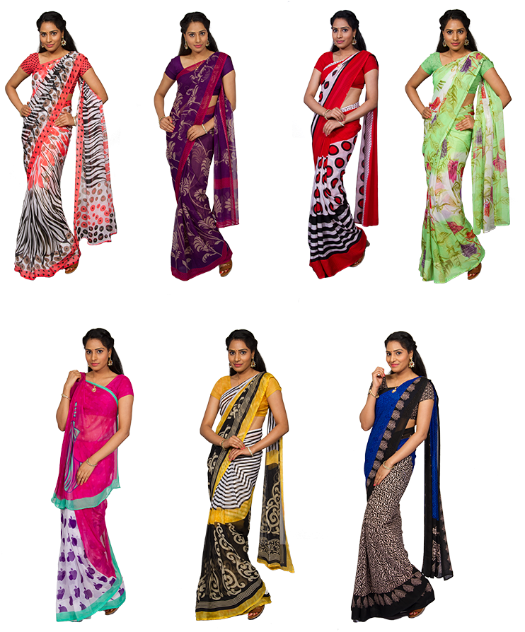 Powered By Synamen - Shopping Zone Sanji 7 Sarees Collection (750x1020), Png Download