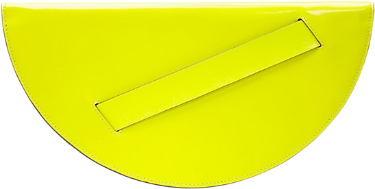 Half-circle Clutch In Chartreuse Leather - Skiff (742x742), Png Download