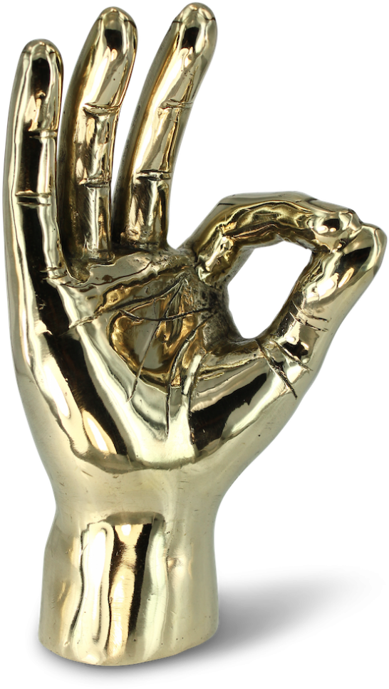 Pinchy & Co A-ok Hand - Bronze Sculpture (1100x1094), Png Download