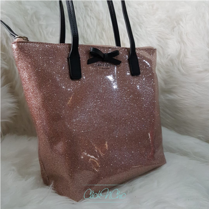 Kate Spade Mavis Street Glitter Jeralyn Handbag Rosegold - Tote Bag (702x1080), Png Download
