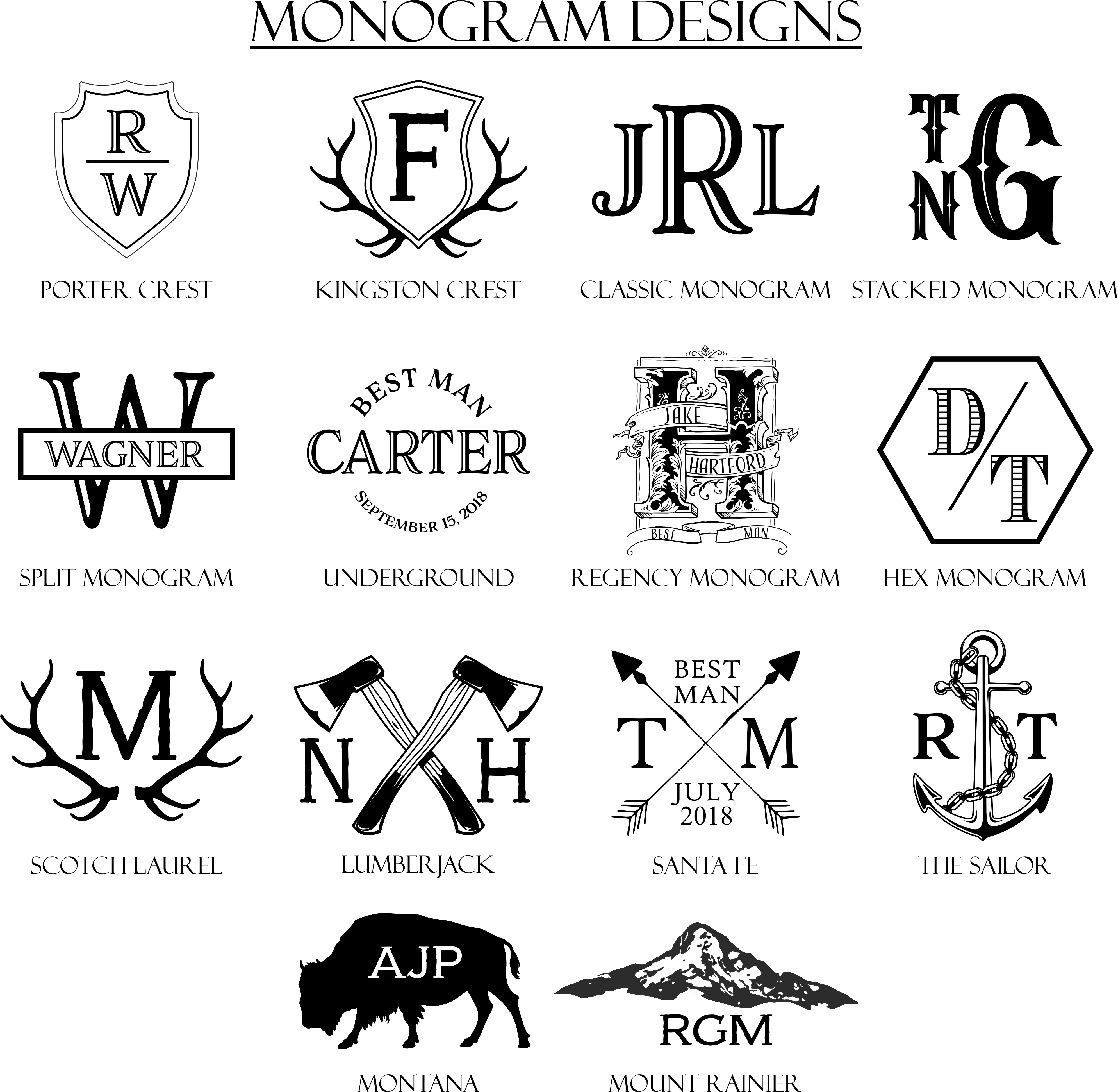 Monogram Passport Wallet - Masculine Monogram Font (3981x3887), Png Download