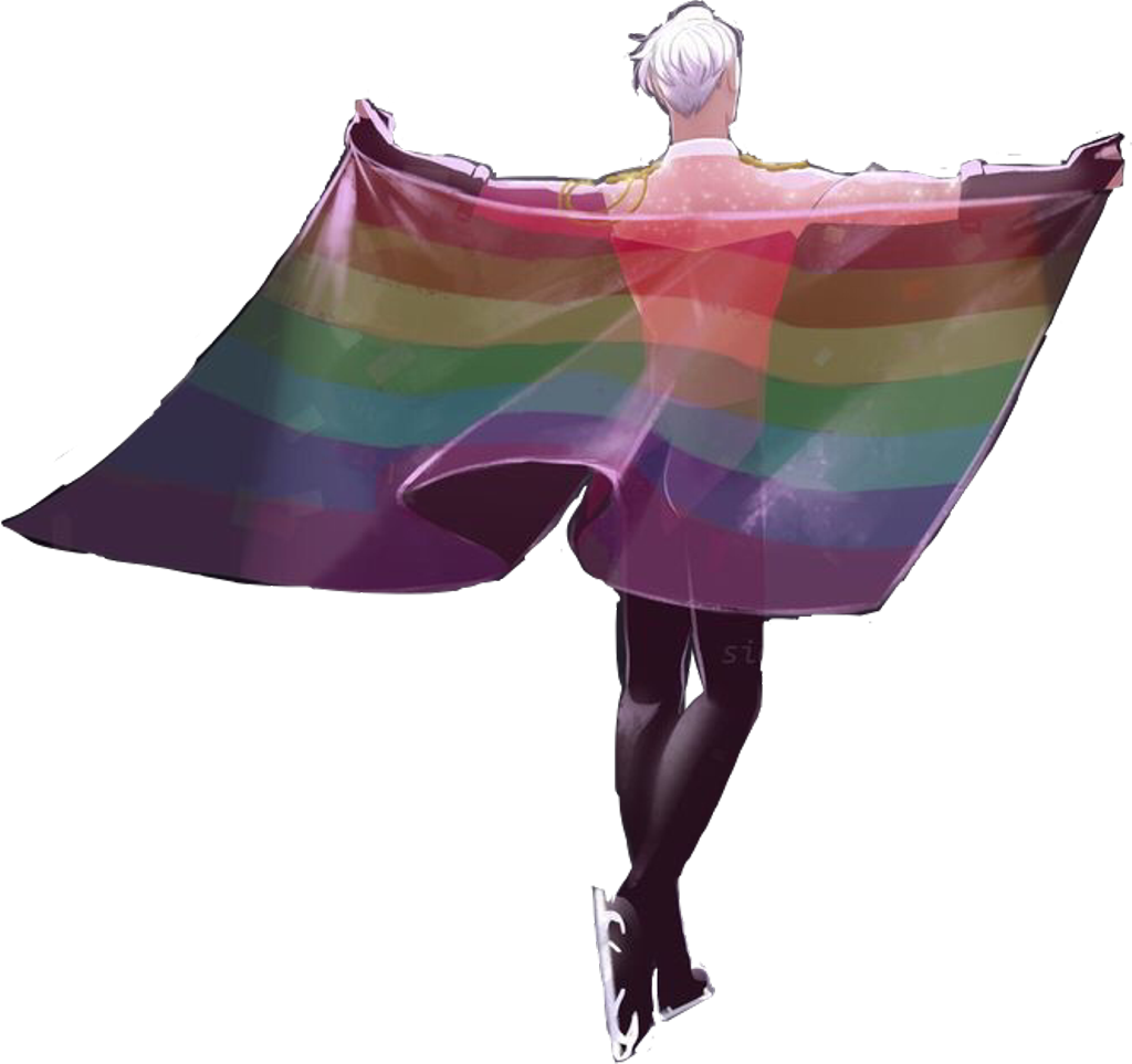 Yoi Yurionice Viktor Victor Pride Flag Gay Iceskating - Illustration (1024x963), Png Download