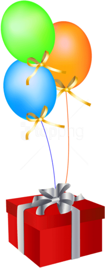 Free Png Download Red Gift Box With Balloons Clipart - Balloons With Gift Png (480x1166), Png Download