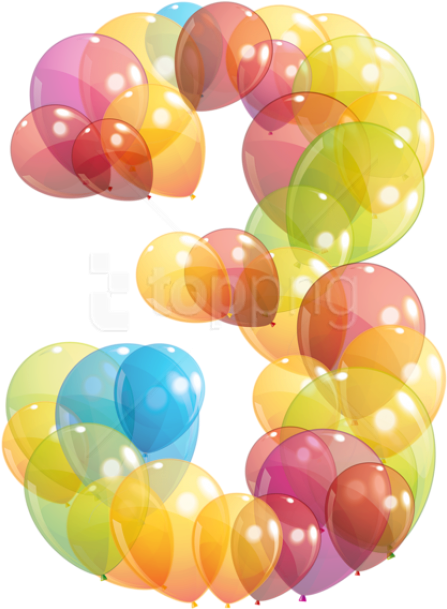 Free Png Download Transparent Three Number Of Balloons - Numbers In Balloon Png (480x643), Png Download