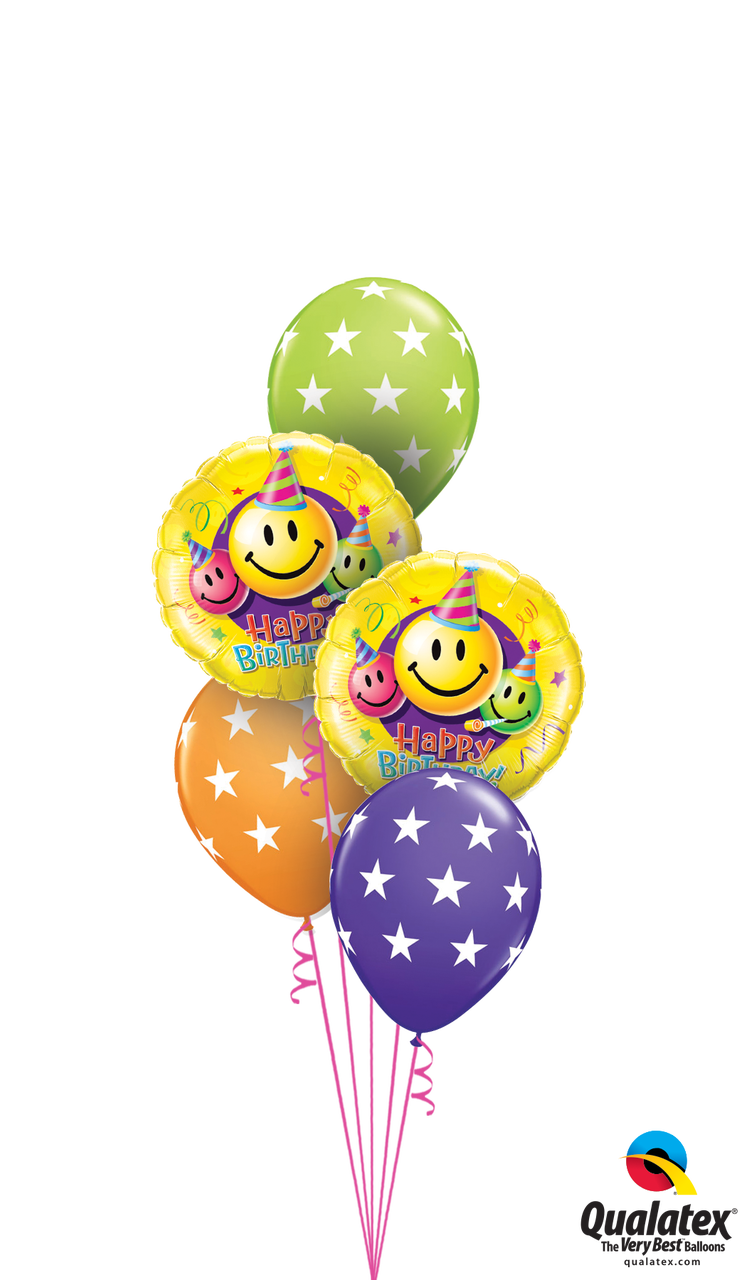 Birthday Smileys & Stars Bouquet - Qualatex Valentines Bouquets (747x1280), Png Download