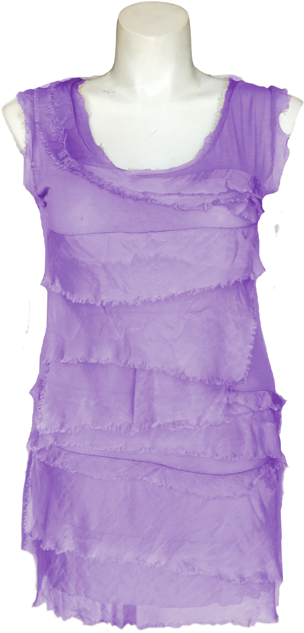 Silk Tunic With Torn Ruffle Edge Lilac - Cocktail Dress (1619x2266), Png Download