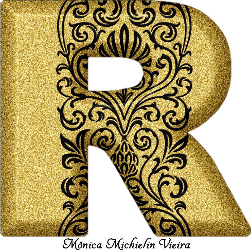 Alfabeto Glitter Dourado Com Ornamentos Png, Glitter - Invitation (1000x1000), Png Download