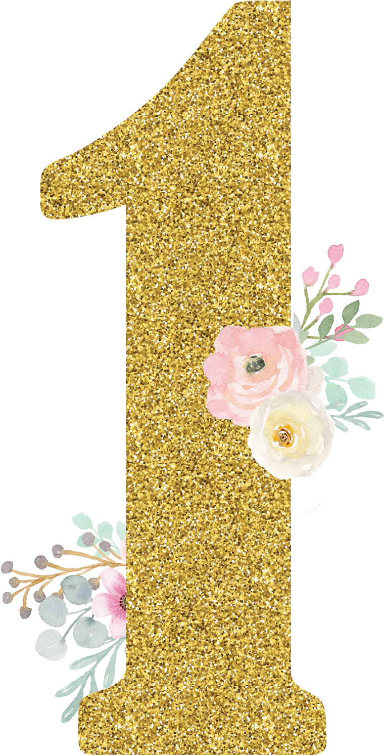 {grátis} Números Dourados Glitter - Numeros Florais Png (1333x1600), Png Download