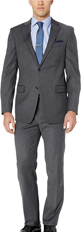 Modern Fit Charcoal Grey Suit By Tommy Hilfiger - Grey Suit (412x795), Png Download