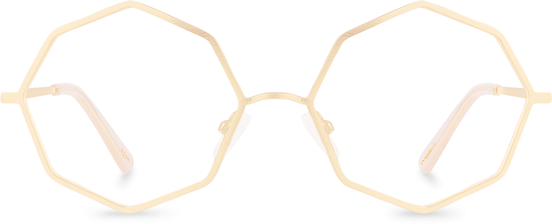 Front View Of Prism Oval Glasses Made From Gold Metal - Symmetry (1800x1200), Png Download