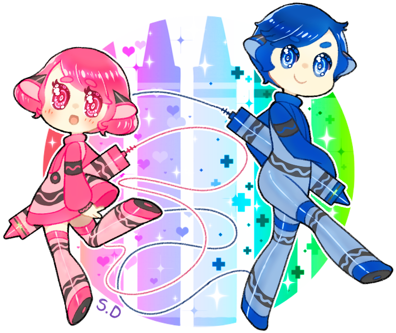 Crayola Chan And Crayola Kun Crayonoids - Cartoon (829x733), Png Download