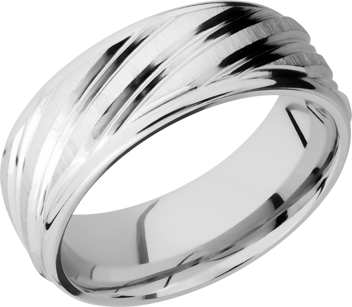 Cc8refdbstripe Cross Satin/polish - Titanium Ring (1200x1048), Png Download