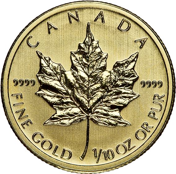 1/10 Oz Gold Canadian Maple Leaf - 1 10 Oz Gold Canada (600x600), Png Download