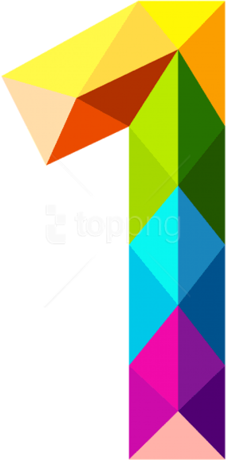 Free Png Download Colourful Triangles Number One Clipart - Number Png (480x954), Png Download