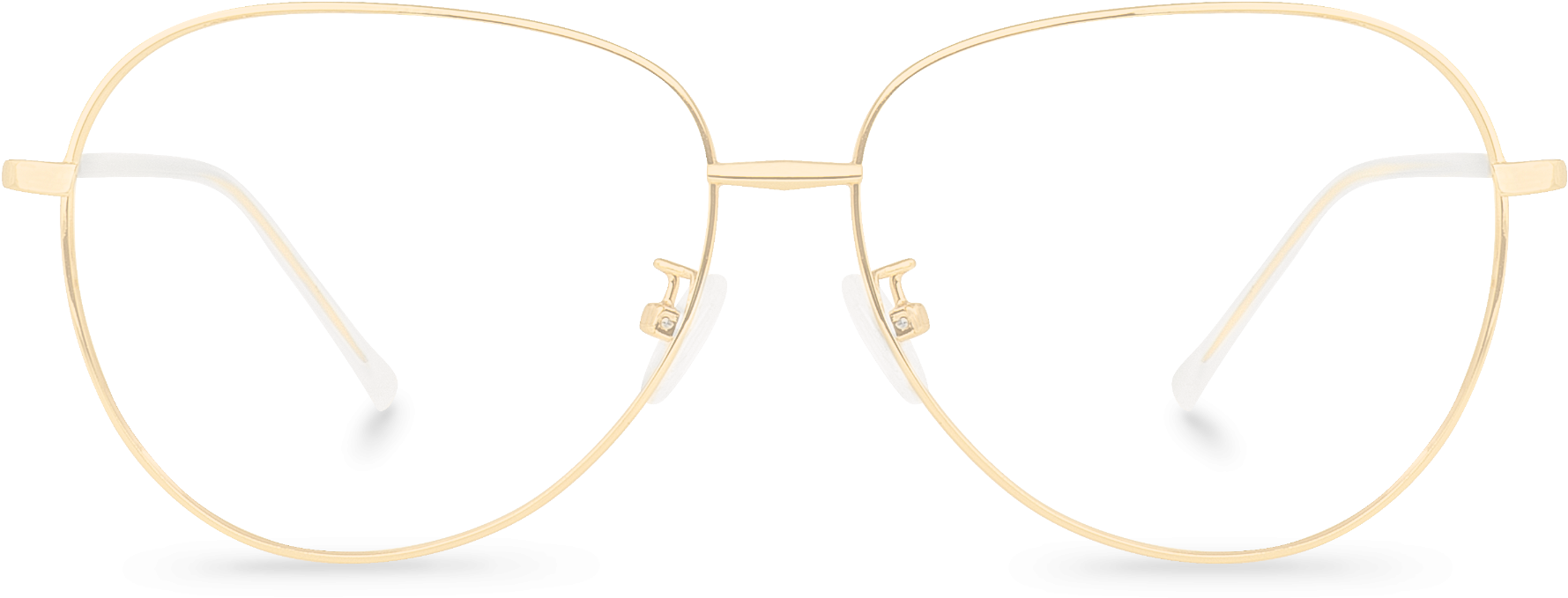 Front View Of Moxy Gold Oval Glasses Made From Golden - Shadow (1800x1200), Png Download