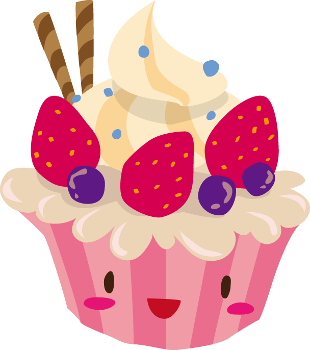 Muffin Clipart Birthday Cupcake - Cartoon Cute Birthday Cake (608x686), Png Download