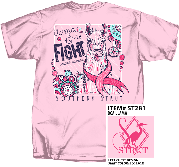 Breast Cancer Awareness Llama T-shirt - Shirt (800x696), Png Download