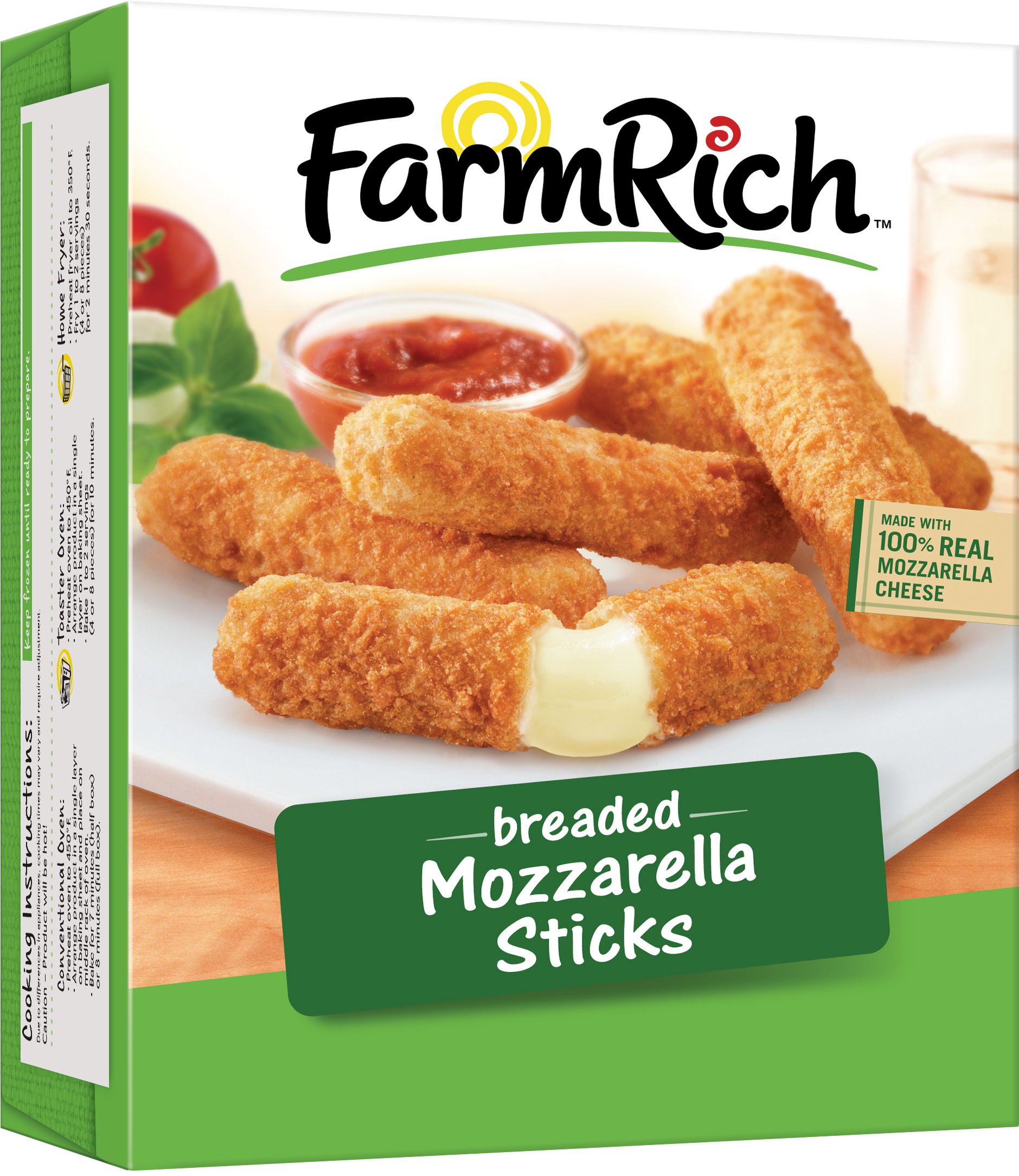 Bake Up Crispy And When You Bite Into Them, They Unleash - Farm Rich Mozzarella Sticks (2796x2896), Png Download