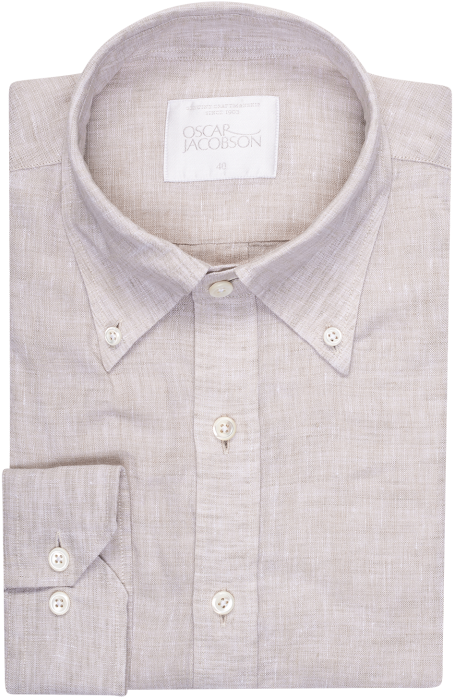 Oscar Jacobson Hubert Button Down Linen Shirt Beige - Button (720x720), Png Download