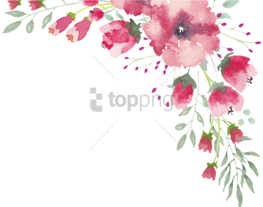 Free Png Watercolor Flower Lace Border 1 Free , - Watercolour Flowers Png Free (850x669), Png Download