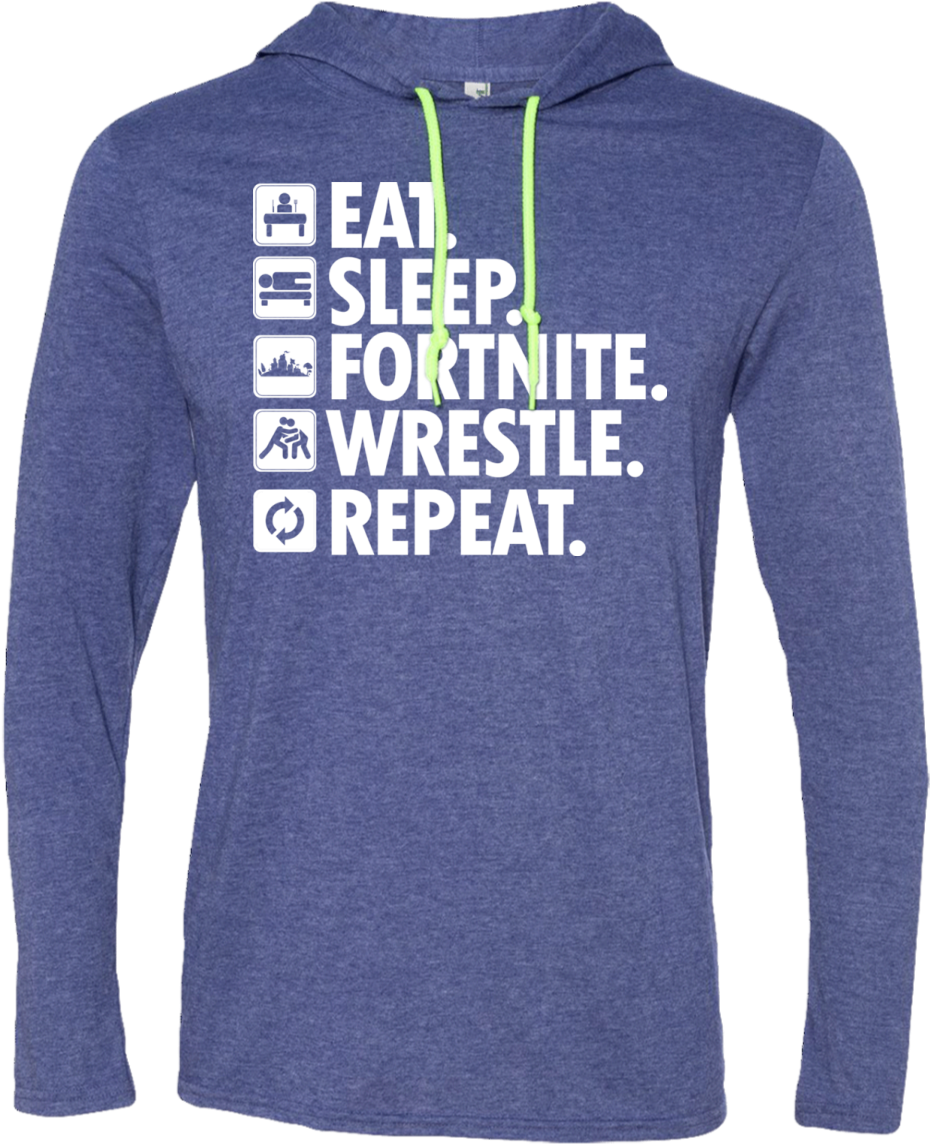 Fortnite - Wrestle - Repeat - Hoodie - Mat Masters - Long-sleeved T-shirt (1155x1155), Png Download