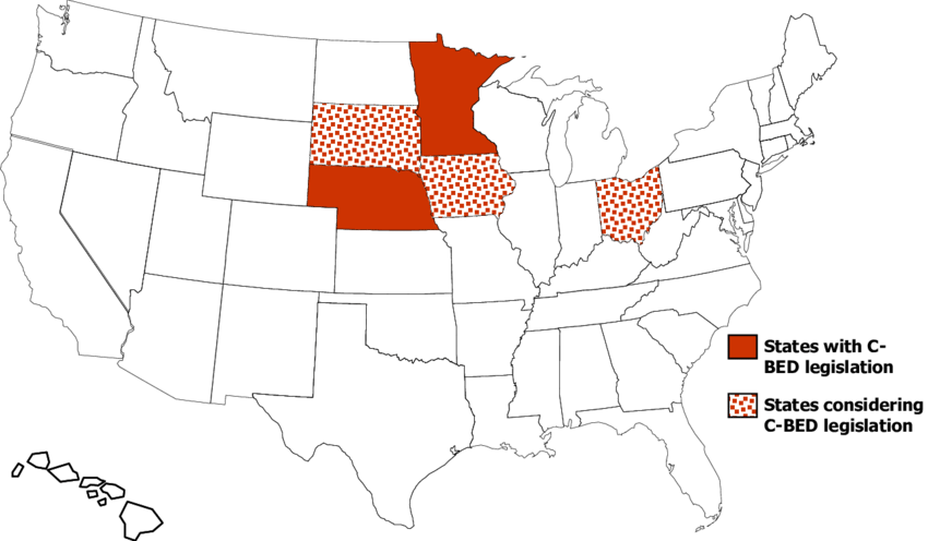 Status Of C-bed Legislation In The United States - Line Art (850x496), Png Download