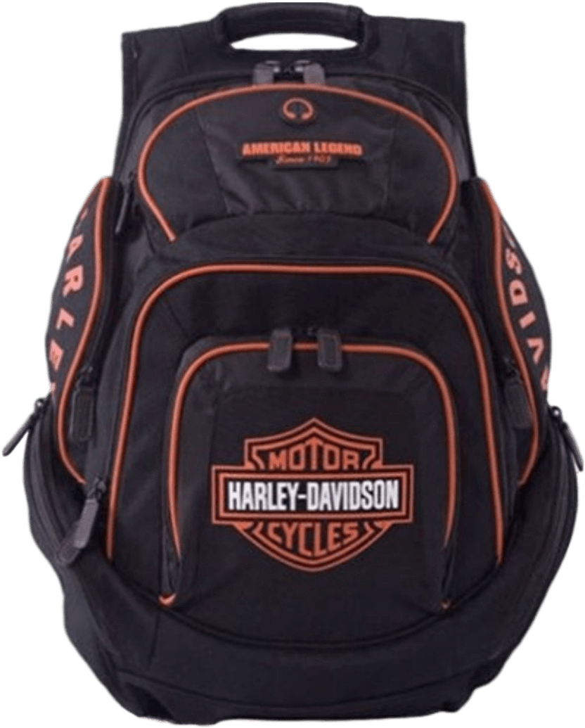 Harley Davidson Bar & Shield Deluxe Backpack Orange/black - Harley Backpack (878x1080), Png Download