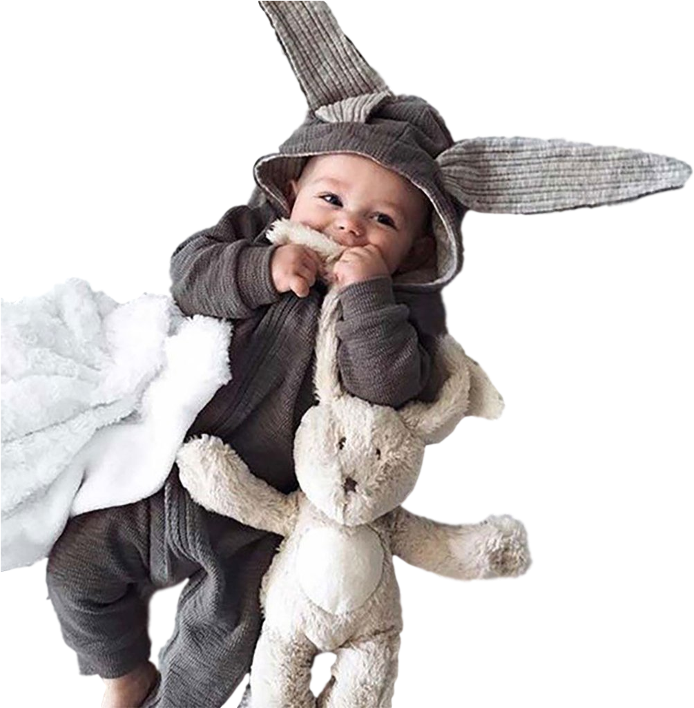 Cute Bunny Rabbit Baby Romper - Kombinezon Krolik Dla Niemowlaka (1024x1024), Png Download