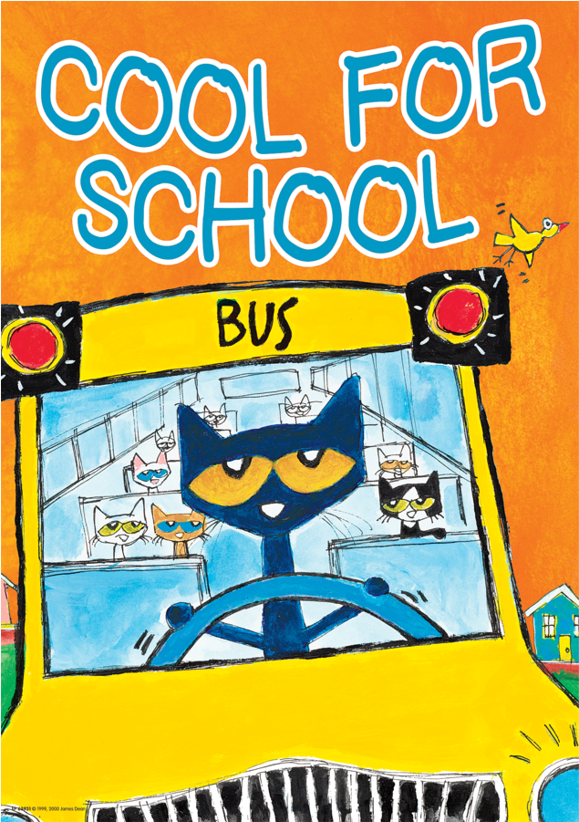 Tcr 63931 Pete The Cat Cool For School Positive Poster - Pete The Cat The Wheels On The Bus (900x900), Png Download