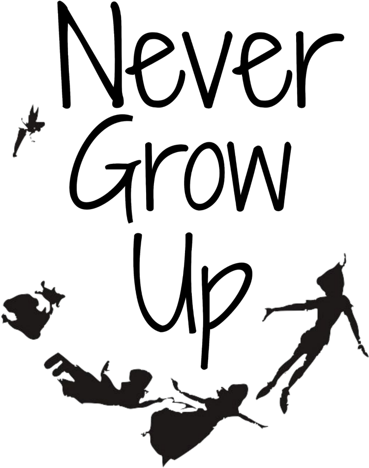 #mq #words #text #peterpan #disney #black #silhouette - Tatuaje Peter Pan Never Grow Up (1024x1024), Png Download