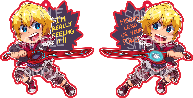 Shulk Acrylic Charm Prototype Is Done I Am Pleased - Cartoon (800x400), Png Download