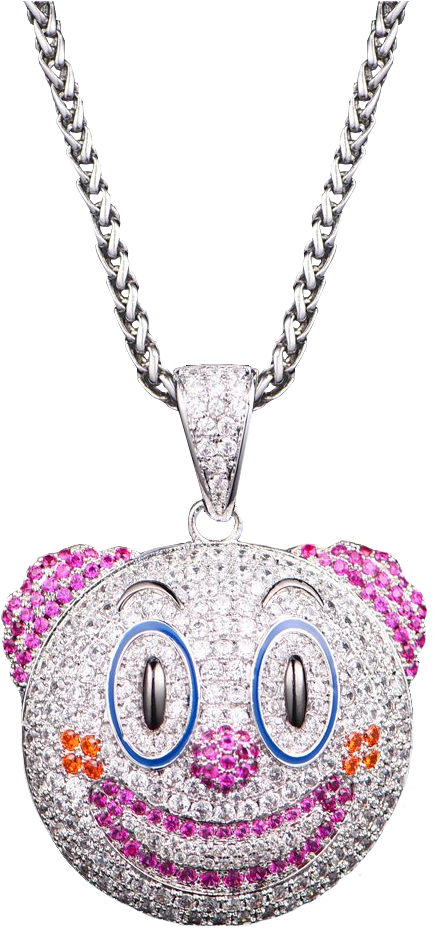 White Gold Iced Clown Emoji - Necklace (1024x1024), Png Download