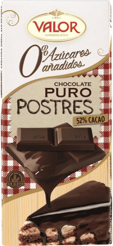 Valor Pure Dessert Dark Chocolate For Baking 0% Sugar - Valor Chocolate (1024x1024), Png Download