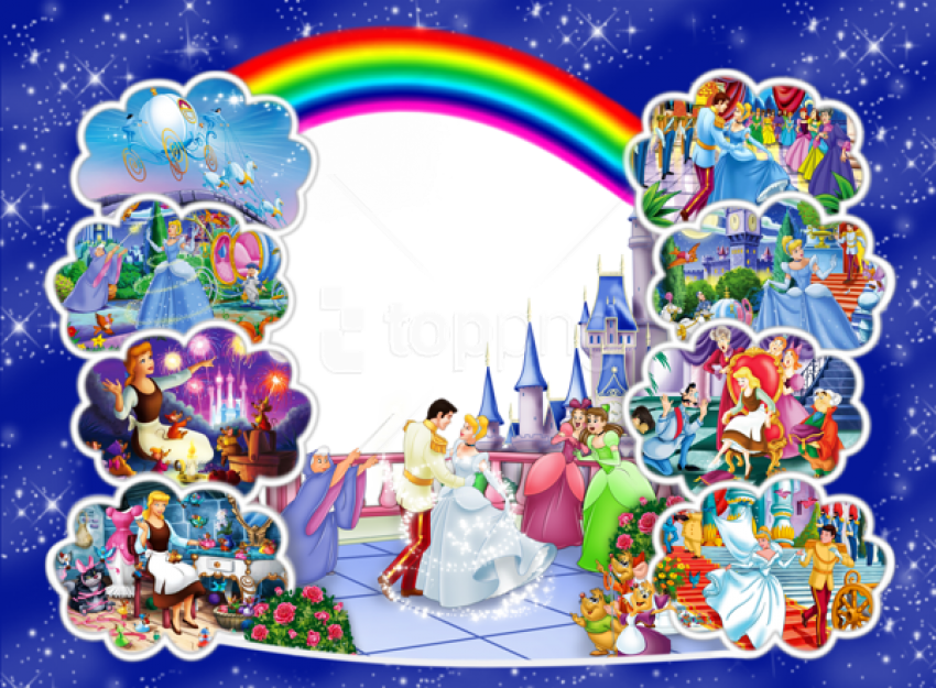 Free Png Best Stock Photos Cinderella Childframe Background - Disneyland Photo Frame Png (850x625), Png Download