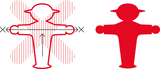 Use The Fat, Outspread Arms Of The Front-facing Little - Ampelmännchen Png (681x294), Png Download