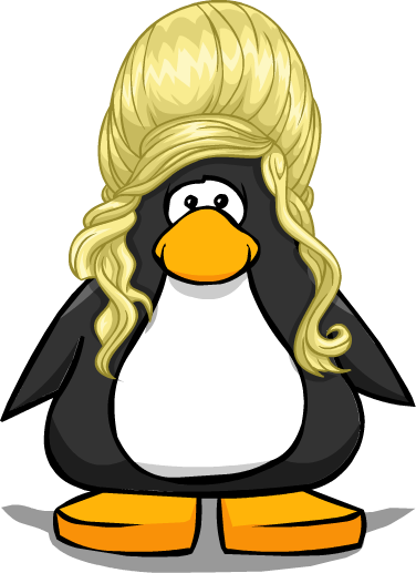The Blonde Beehive From A Player Card - Penguin With A Horn (376x517), Png Download