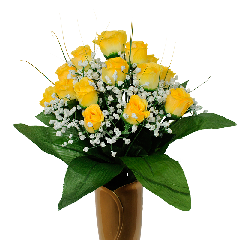 Yellow Roses With Baby's Breath - Rose (800x800), Png Download