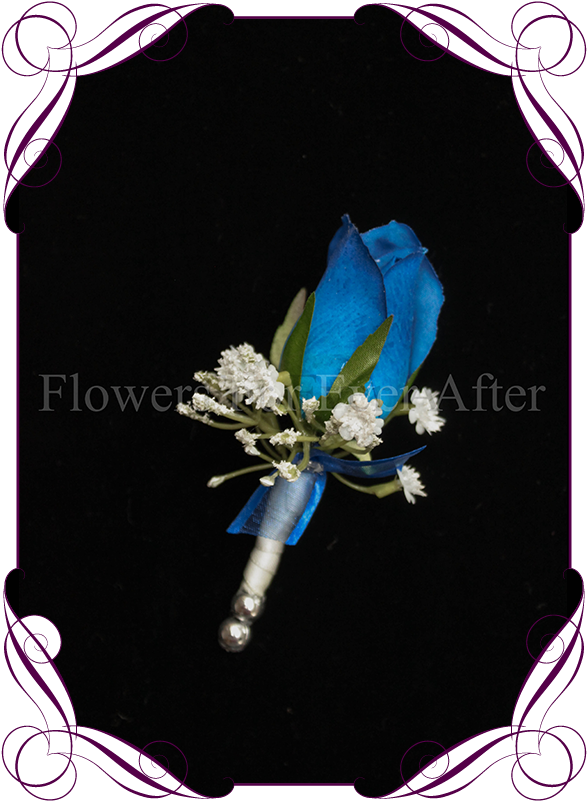 Silk Artificial Real Touch Royal Blue Rose And Baby's - Fake Flower Cake Decorations (608x822), Png Download