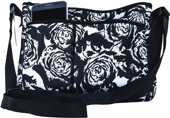 Black & White Rose - Nupouch 0191 Roses Neoprene High Tech Crossbody Purse (600x600), Png Download