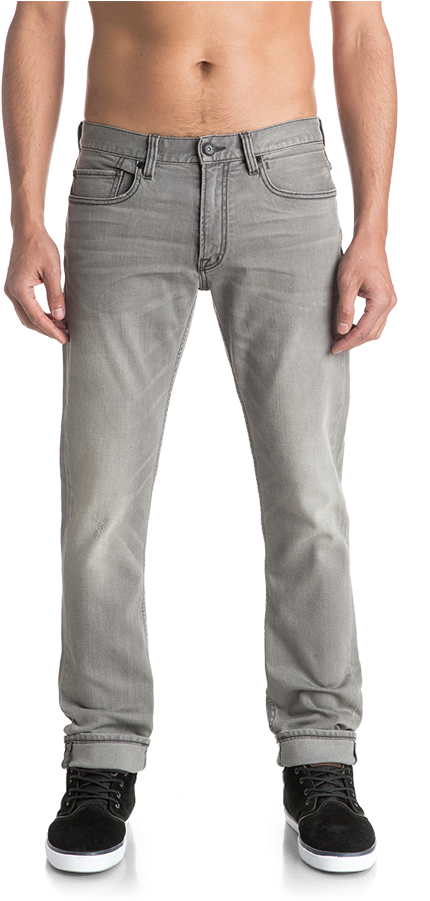 Slim Banner - Jeans Distorsion Grey Damaged 34 (496x900), Png Download