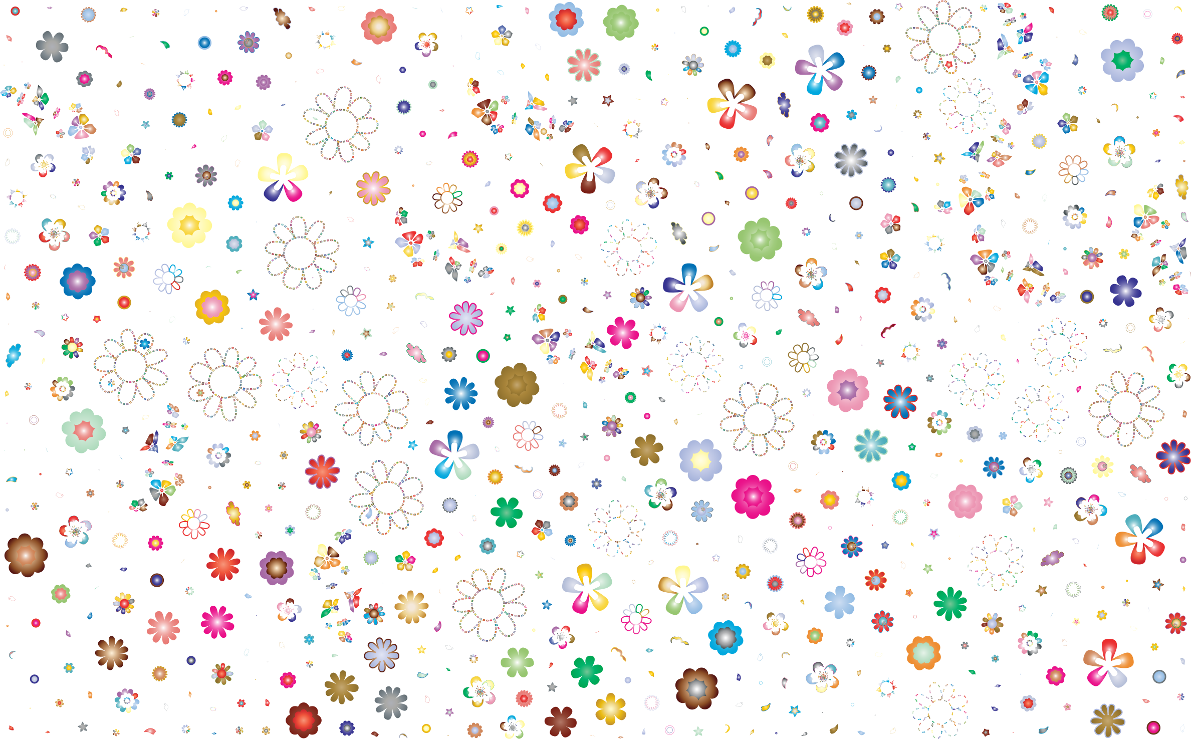 Prismatic Floral Background No Black Png Library Stock - Flowers Confetti Png (2377x1475), Png Download