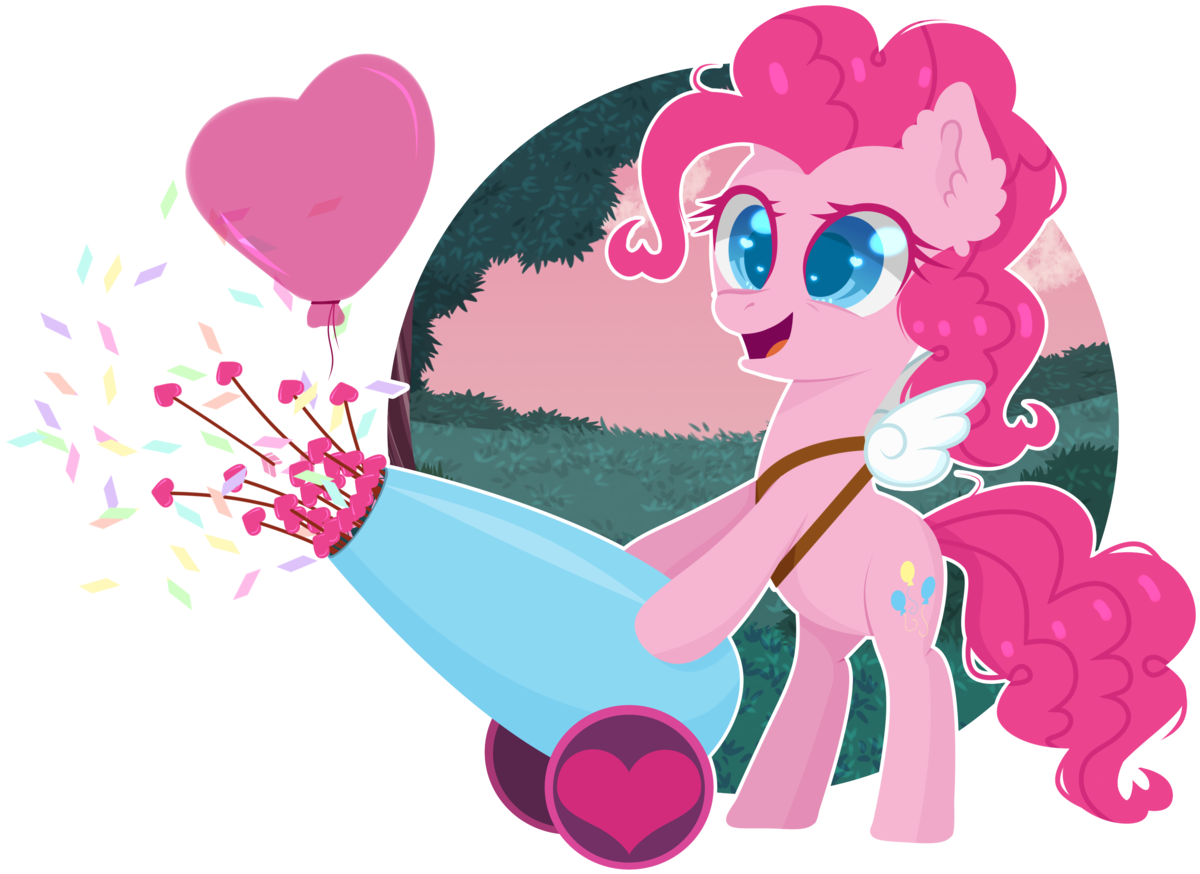 0okami-0ni, Balloon, Confetti, Cupid, Digital Art, - Cartoon (1280x907), Png Download