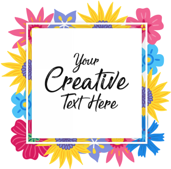 Abstract Creative Flowers Badge With Typography, Colorful, - Cornice Bicolor Blu E Azzurro 10 X 15 Cm (360x360), Png Download