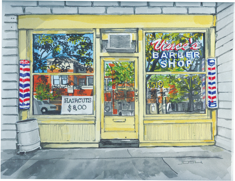 Vince's Barber Shopwatercolor By Josu Landaluce - Poster (1224x792), Png Download