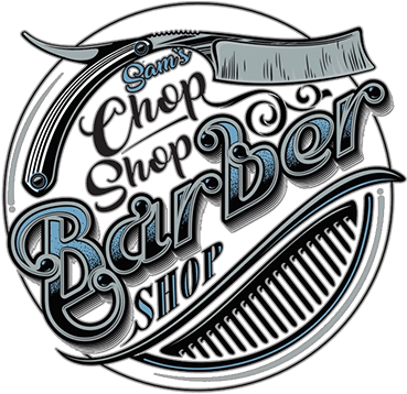 Sam's Chop Shop - Logo Barber Shop (370x415), Png Download