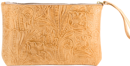 Banker Bag - Embossed Floral - Desert Fawn - Bank (500x333), Png Download