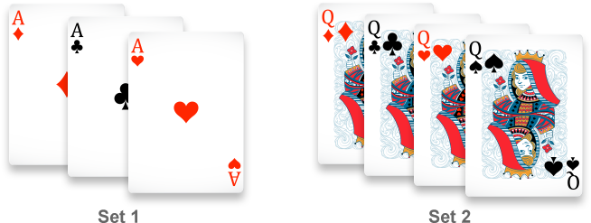 A Set Is A Hand Consisting Of Three Or Four Cards That - Ace (740x273), Png Download