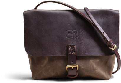 Orox Brown Leather And Brown Canvas Satchel - Satchel (500x500), Png Download