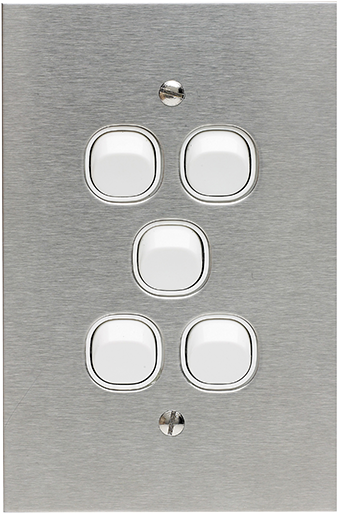 Bsl35va Flush Switch, 5 Gang, 250vac, 10a, Metal Plate - Clipsal Metal Plate Range (800x600), Png Download
