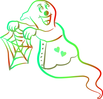 Spider Web Ghost Line Art - Clip Art (356x340), Png Download